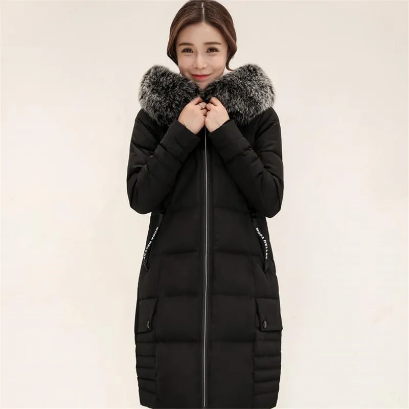2017 New Korean Version of the Thick Fashion Slim Down Big Fur Collar Coats Women in Long Section Women's down Jacket | Женская