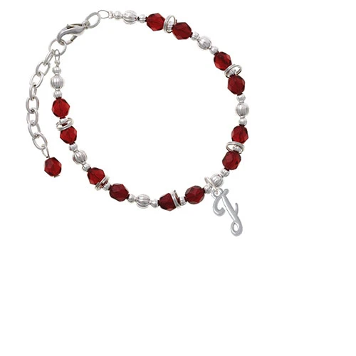Браслет из бисера Silvertone Small Gelato Script Initial J Maroon| |