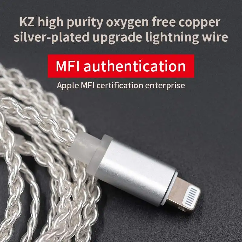 KZ Lighting Dock Cable 2Pin/MMCX разъем посеребренный кабель используется для SE846 ZS4/ZS6/ZSA/ED16