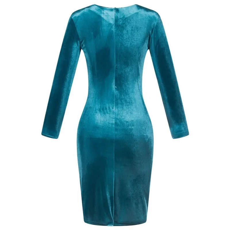 Ruiyige 2019 New Spring Autumn Velvet Dress Women Solid Sexy Party Dresses Long Sleeve Fashion Zipper Bodycon Female Vestidos | Женская