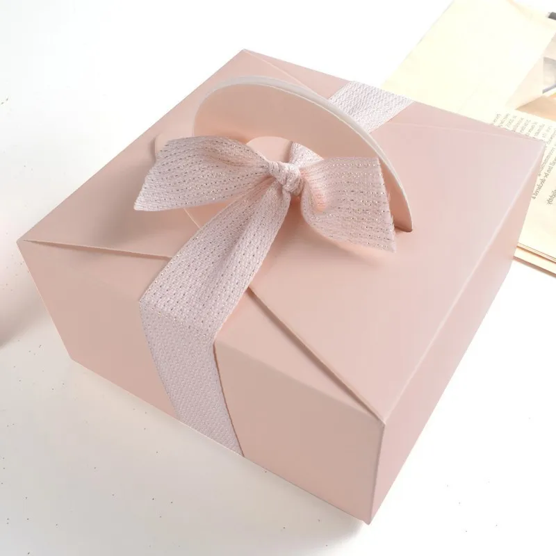 20 шт. бумажная Подарочная коробка для конфет шоколадных тортов с ручкой розовая