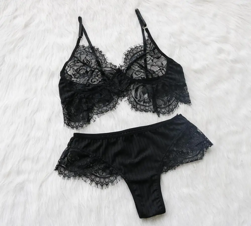 Комплект нижнего белья CWXANS прозрачный кружевной бюстгальтер без косточек с