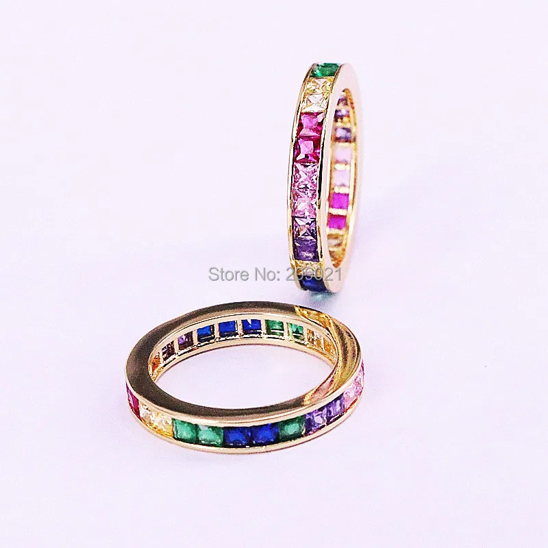5Pcs Wholesale Fashion Jewelry Latest Gold Ring Designs for Girls Shiny Multi-Colored Rainbow Cz For Party | Украшения и