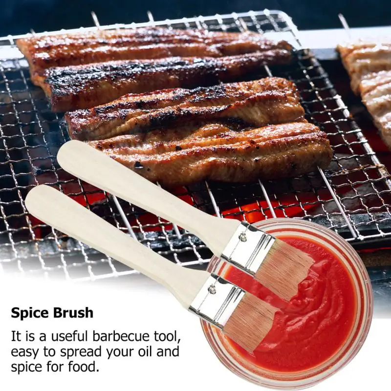 2 шт./компл. Легкий Деревянный кисточка для барбекю на открытом воздухе