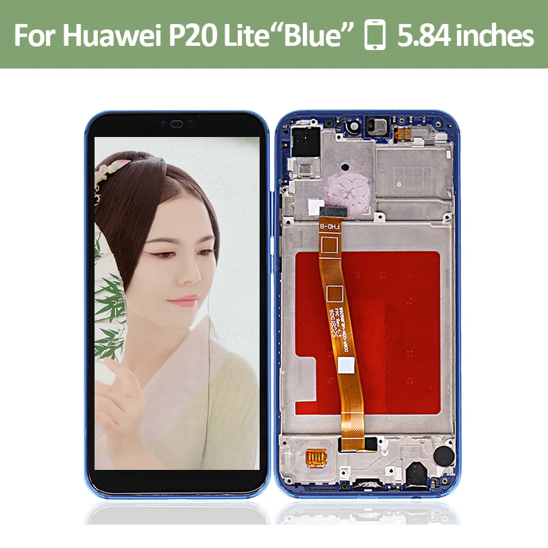 ЖК дисплей для huawei P20 Lite сенсорный дигитайзер + рамка в сборе Ремонт экрана 5 84