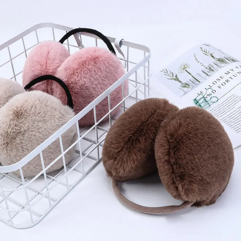 Милые теплые большие наушники из искусственного меха зимние уплотненные