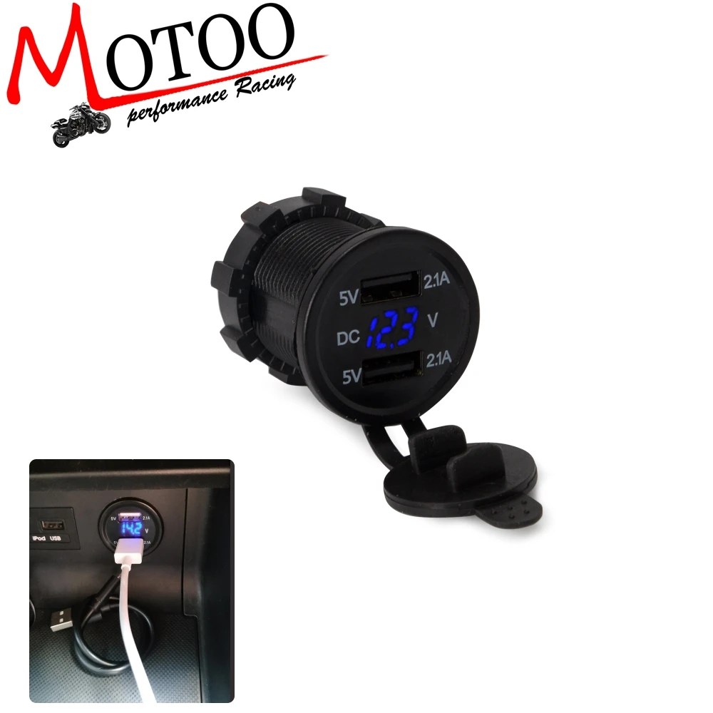 Автомобильный мотоцикл USB порт зарядное устройство адаптер цифровой дисплей LED