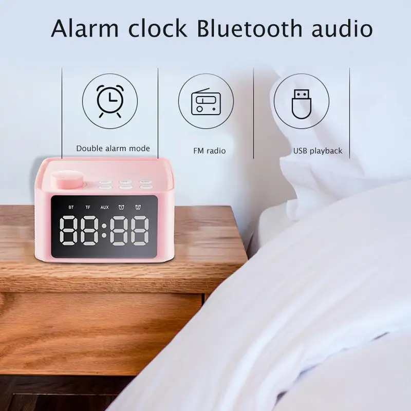 Мини-колонка с Bluetooth сабвуферной подставкой цифровой будильник двойной USB порт