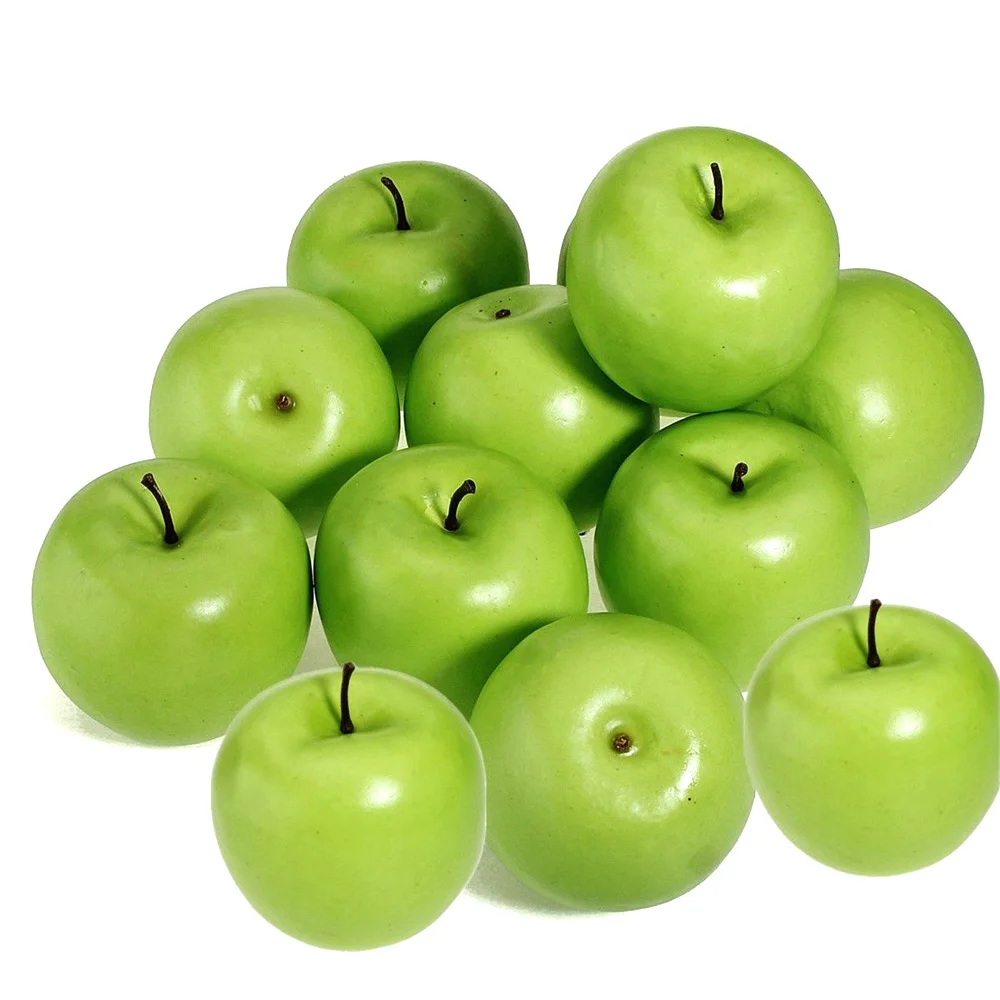 10 шт Искусственный Зеленое яблоко Red Delicious Декоративные искусственные яблоки диаметром учебных пособий фрукты настольные лампы в виде фруктов
