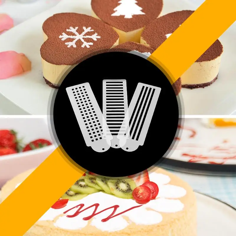 3 шт./лот в полоску трафарет для торта украшение сахарата торт форма