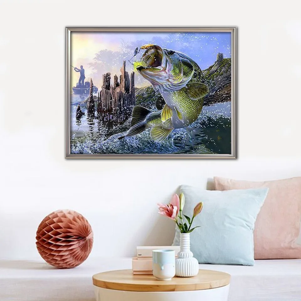 EverShine Diamond Embroidery Fish Picture Of Rhinestones 5D Painting Animals Cross Stitch Mosaic Home Decoration | Дом и сад