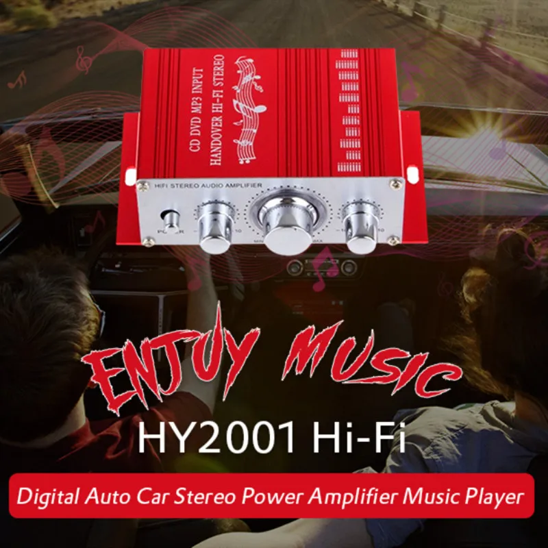 HY2001 Hi Fi Авто усилитель мощности музыкальный плеер 12 в стерео бас автомобильный с