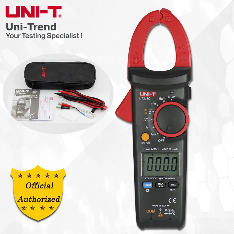 

UNI-T UT213A/UT213B/UT213C 400A Digital Clamp Meters; Resistance /Capacitance /Frequency/Temperature/NCV/Diode test
