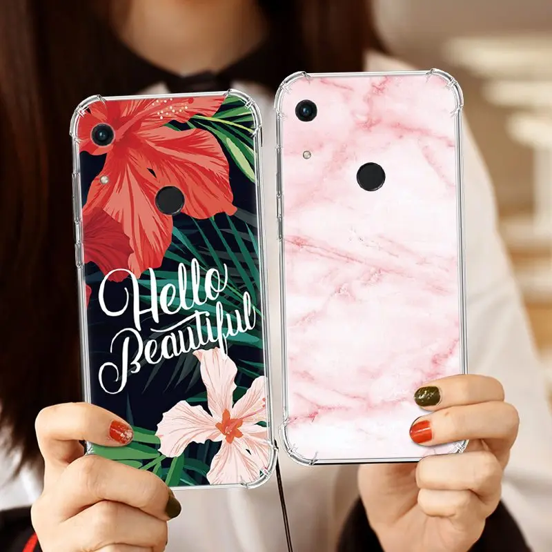 Anti-knock Phone Case For Huawei Y6 2019 / Honor 8A Back Fingerprint Version Colorful Painted With Airbag TPU Cover |