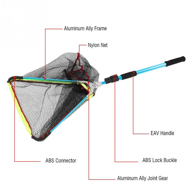 Ultra light Quickly Folded Fishing Hand Net 50*54*60cm Telescopic Landing Pole Handle Tools | Спорт и развлечения