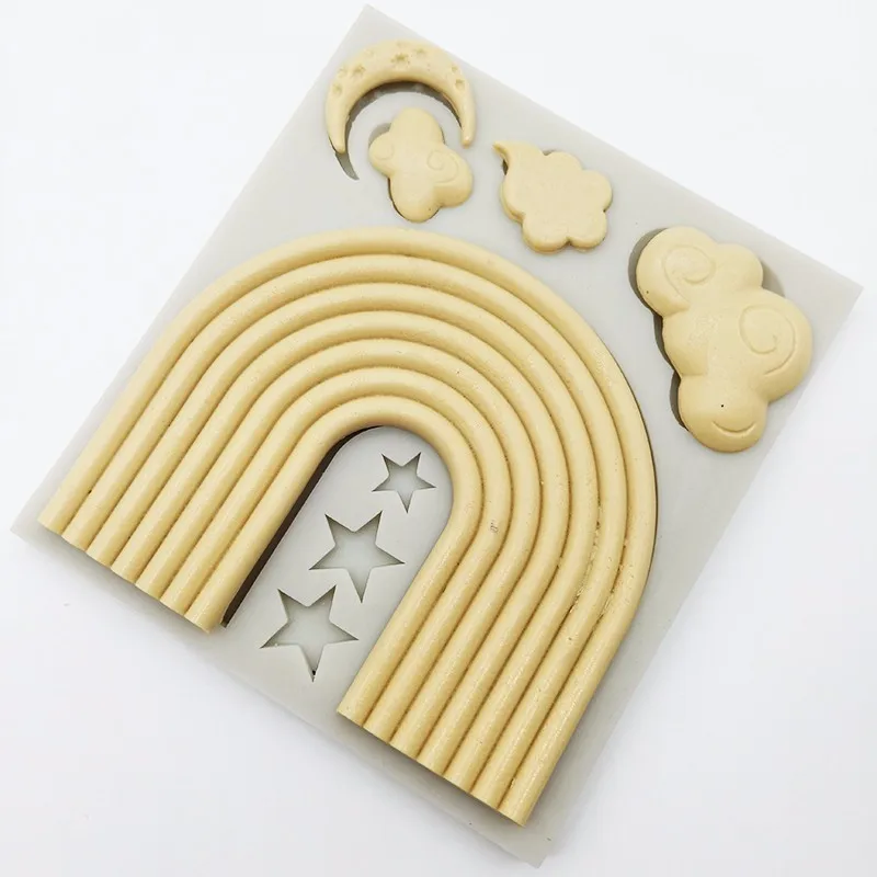 

minsunbak Rainbow Silicone Fondant Mold Moon Cloud Shape Wedding Cake Decoration Tool Sugarcraft Baking Tools Chocolate Mold