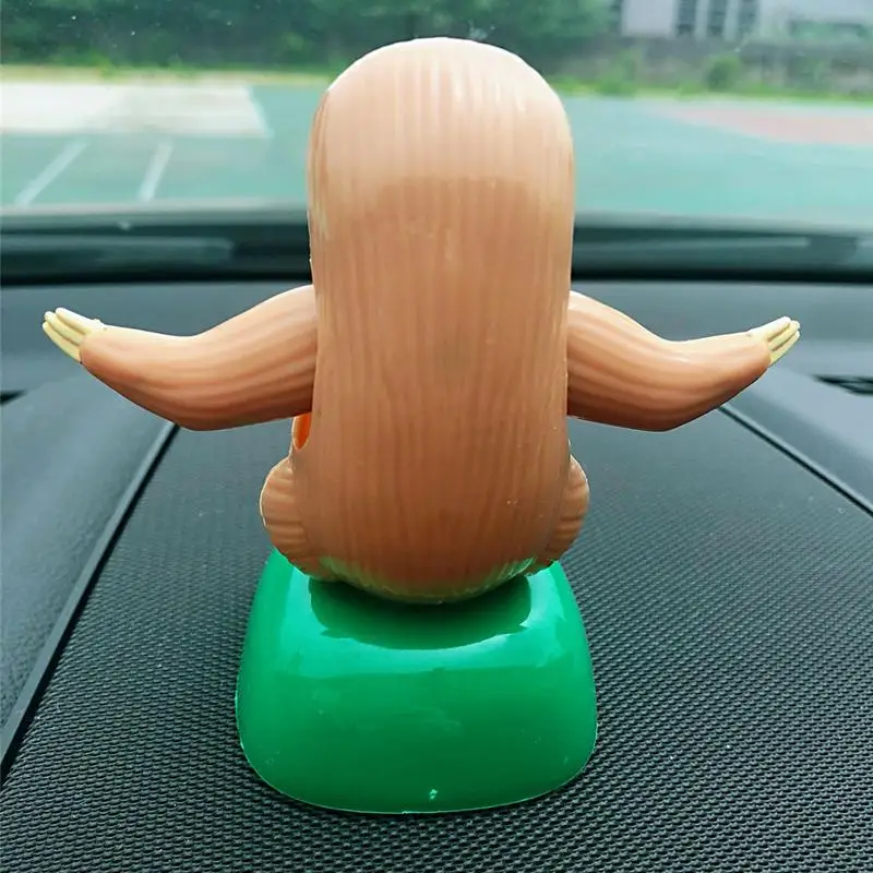 Auto Solar Powered Car Decoration Sheep Sloth Toy Cartoon Head Shaking Doll Innovative Halloween Gift Ornament Accessories | Автомобили и