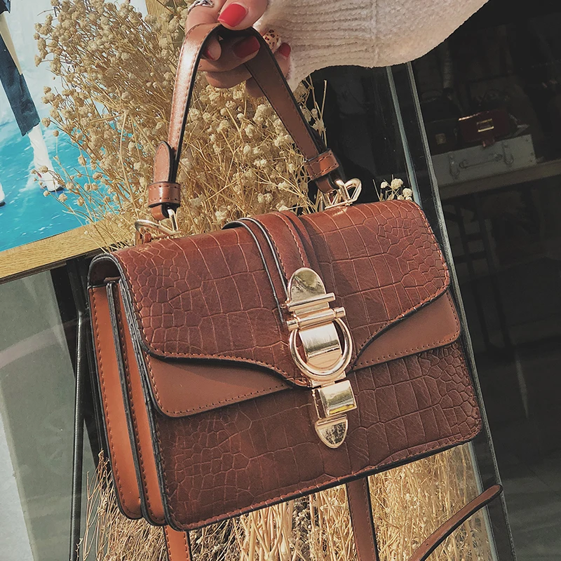 

Fashion Female Tote Bag 2019 Quality PU Leather Women's Handbag Crocodile Shoulder Messenger Luxury Handbags Women Bags Designer