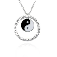 vintage yin yang tai chi pendant necklace alloy letter word round annulus necklaces for women men best friends jewelry