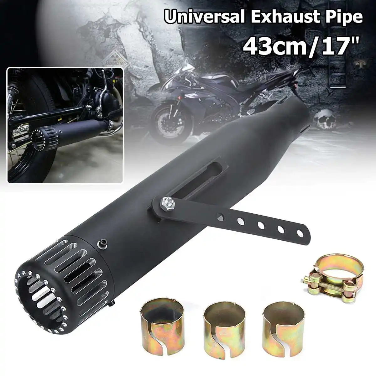 

Universal Motorcycle Exhaust Pipe Muffler Tail Tube Exhaust Tip Silencer
