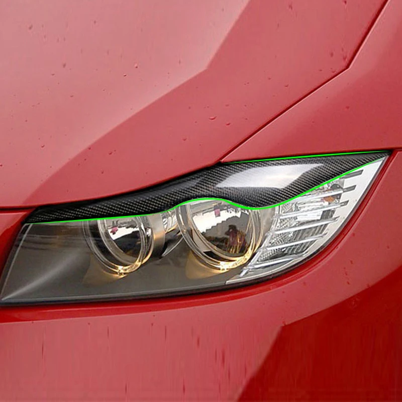 2 шт. углеродного волокна фары Брови Веки бампер наклейка Накладка для BMW 3 серии E90