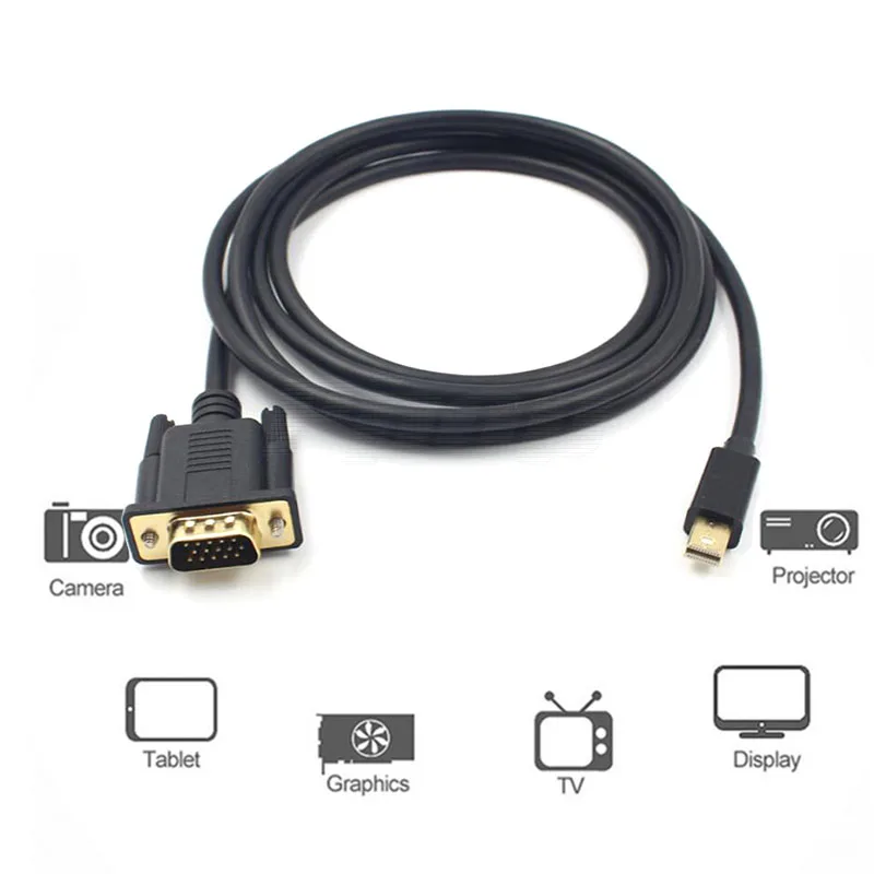 Mini DP to VGA DisplayPort конвертер 1080P 1 8 м кабели Male Thunderbolt 2 Для iMac MacBook Pro Air Mac mini Surface| |