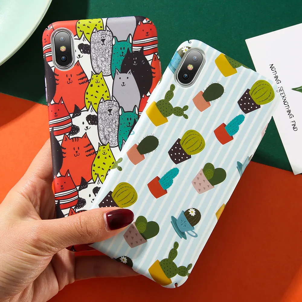 Чехол KISSCASE с милым рисунком для iPhone 7 8 6 6S Plus X расписанные вручную чехлы телефонов