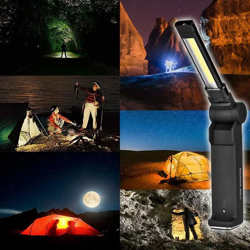 

Hand-Held COB Led Work Light Magnetic Folding Multifunctional Flashlight Lamp Emergency Torch Light for Camping Outdoors Sports