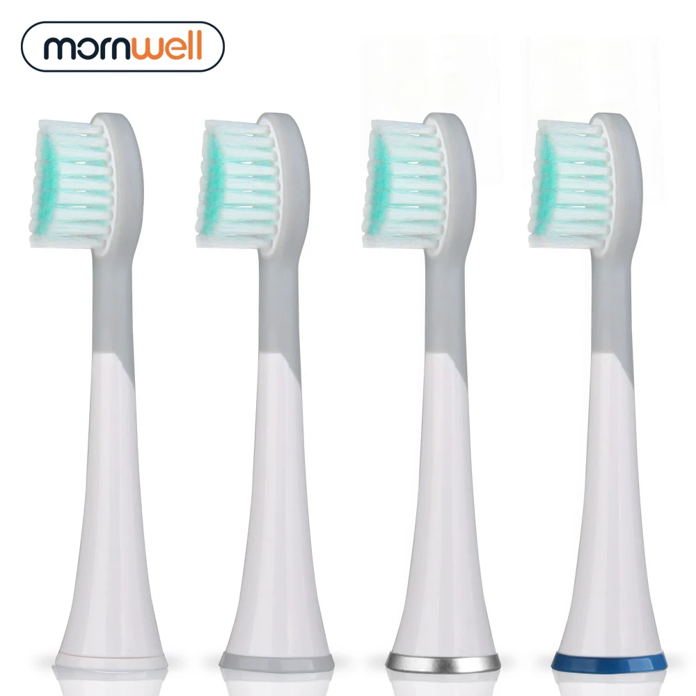 

Mornwell 4pcs White Rubberied Replacement Toothbrush Heads with Caps for Mornwell D01/D02 Electric Toothbrush