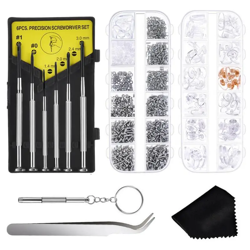 Комплект для ремонта очков набор носоупоров и винтов с отвертками