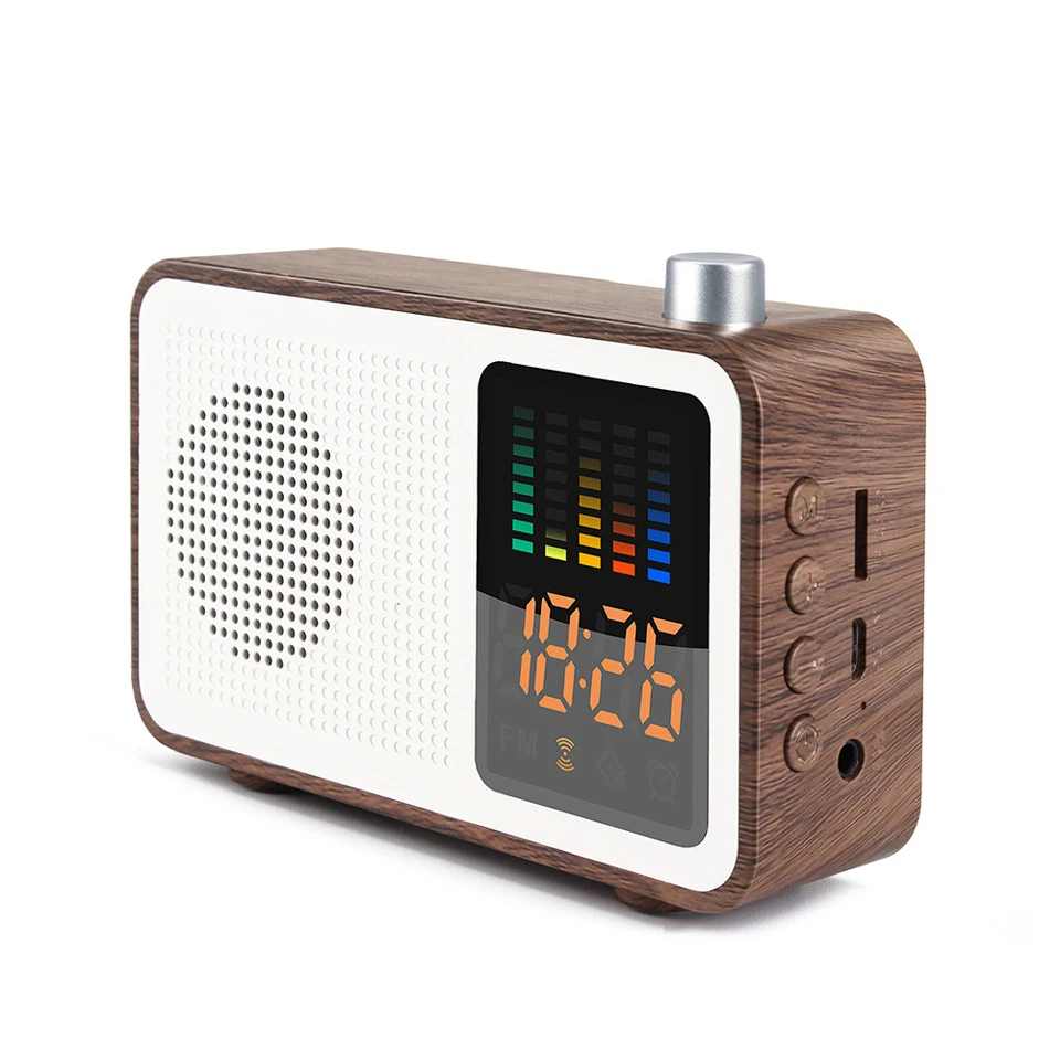Ретро деревянный Bluetooth fm-радио динамик HIFI беспроводной громкоговоритель 3D