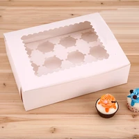 5 pcs cupcake box wedding window white brown kraft paper boxes dessert mousse 12 cup cake holders home party birthday cardboard