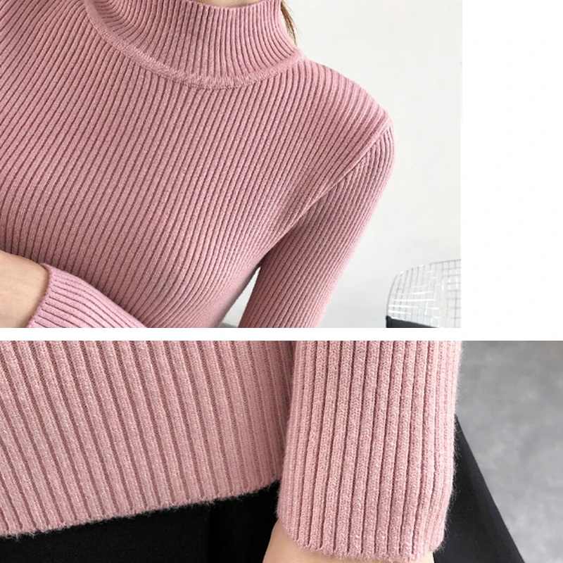 2018 осень зима длинный рукав вязаный свитер женский джемпер однотонный тонкий и
