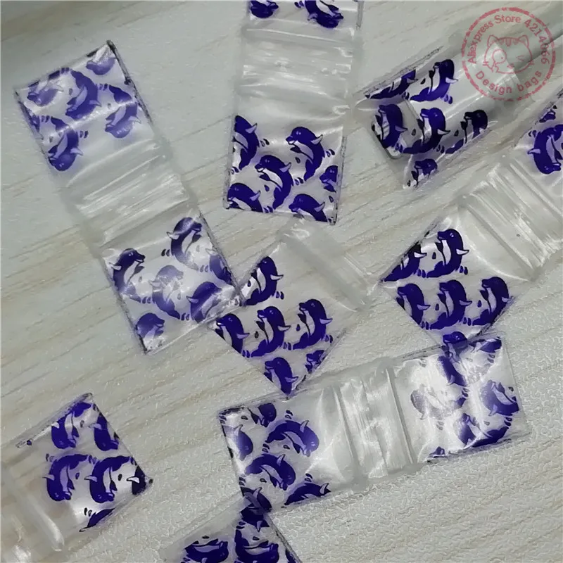 5858 фиолетовый Дельфин дизайн мини сумки Ziplock 100 шт микро пластиковые пакеты с