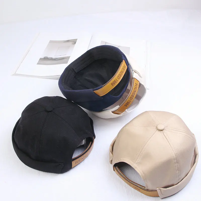 Retro Men Street Casual Docker Sailor Biker Hat Beanie Brimless Cap Unisex Pumpkin Vintage Beanies | Аксессуары для одежды