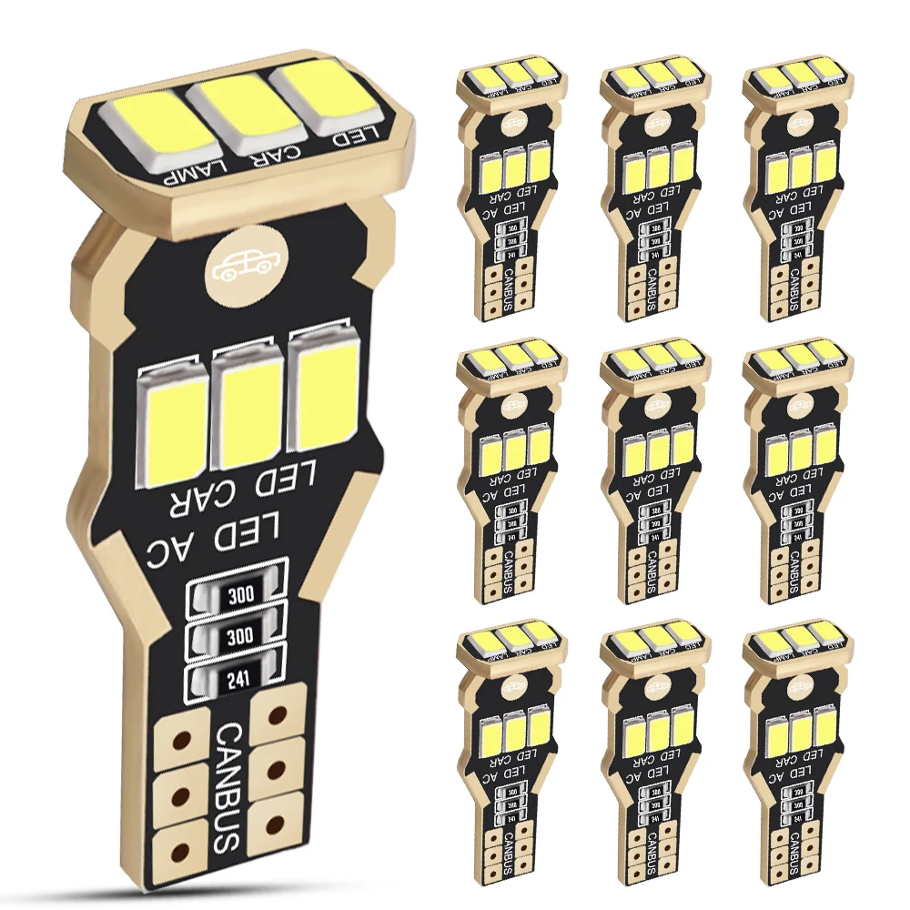 10 шт. T15 W16W светодиодные лампы 921 920 912 Canbus без ошибок обратный свет 5730 SMD 6000K белый