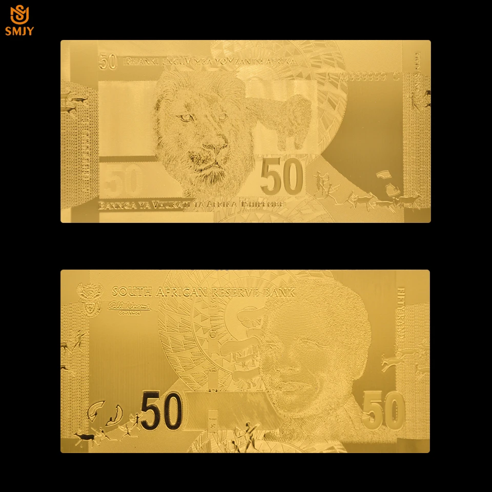 Лучшая цена для африканских золотых банкнот 2014 ЮАР 50 Rand реплика в 24K 99.9% золотые