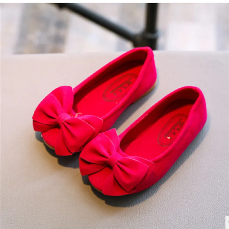 Демисезонные детские туфли принцессы с бантом для маленьких девочек на плоской
