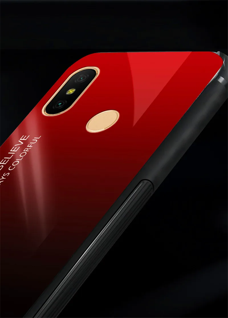 Чехол для Xiaomi Redmi 6 Pro градиентное закаленное стекло цветная задняя крышка чехол
