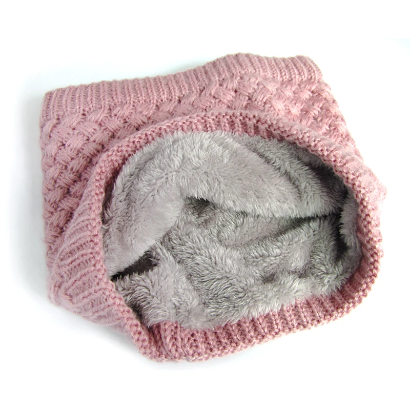 

Unisex Winter Warm Knitted Ring Scarves Thick Fleece Inside Super Elastic Knit Mufflers Men Women Children Neck Warmers