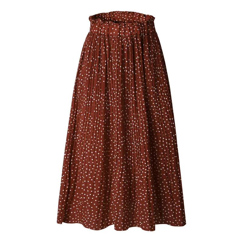 

Spring 2019 Long Pleated skirts womens Summer Casual Women Skirt High Waist Holiday Clubwear Party Skirt streetwear jupe femme