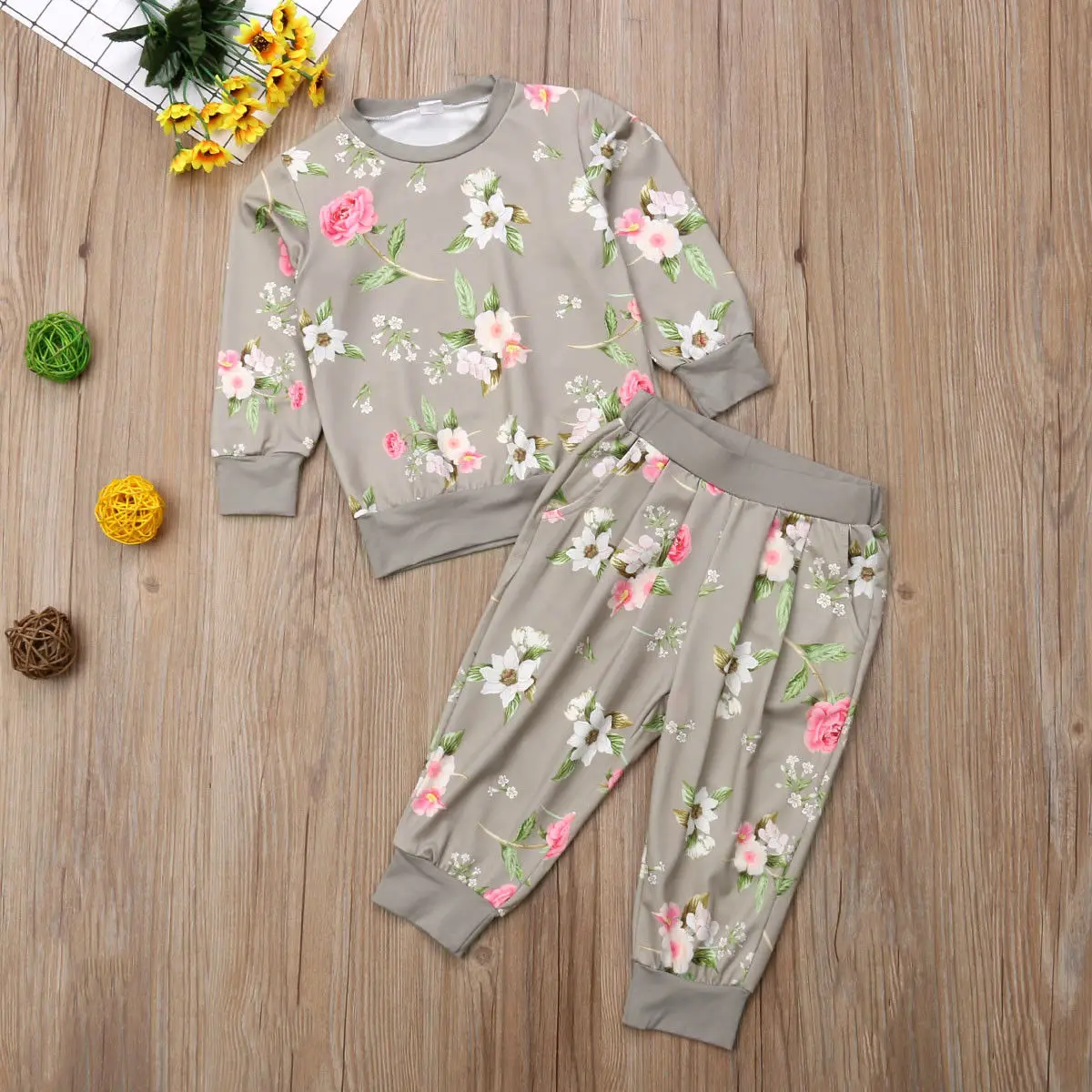 2-7Y Kids Baby Girls Clothes Floral Cotton Tops Harem Pants Trousers Tracksuit Outfit Set 2019 Spring Autumn Girl | Детская одежда и