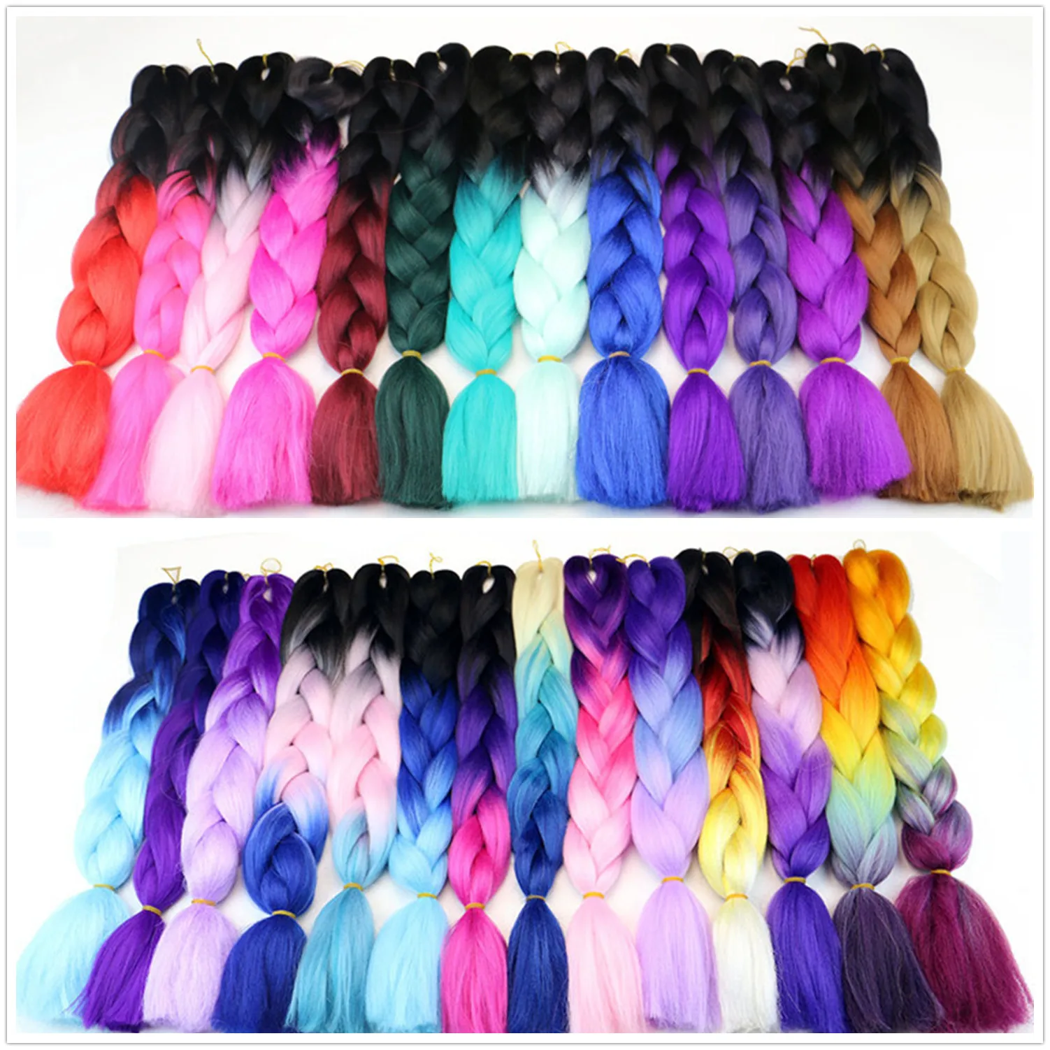 New Fashion 1packs 24'' Jumbo Braiding Hair Ombre Kanekalon African Braids 100g/pc | Ties