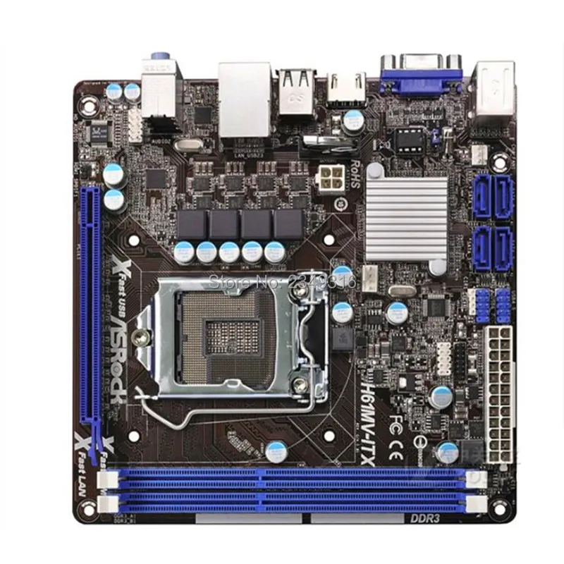 MINI ITX HTPC для ASRock H61MV системная плата H61 слот LGA1155 DDR3 материнская SATA2 USB2.0 Поддержка I3