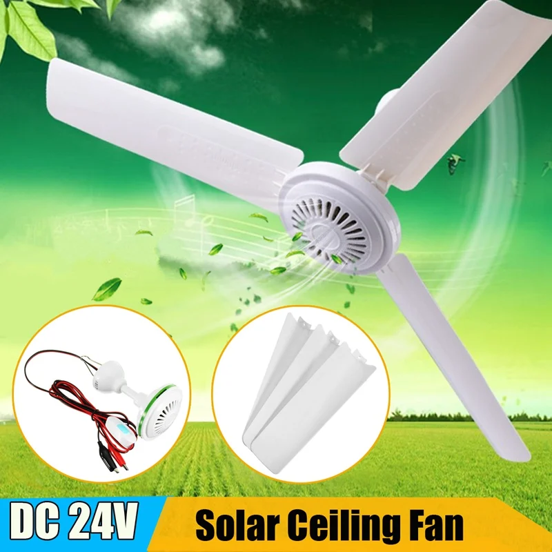 Warmtoo 1 шт DC 24v 6W Солнечный потолочный вентилятор с переключателем 3 Blade Caravan Camp ABS