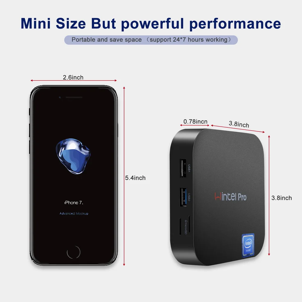 Мини ПК windows 10 Intel x5 Z8350 Win10 домашний лицензированный Wintel W8 pro Core 2GB 32GB eMMC 4K/WiFi/BT4.0 мини