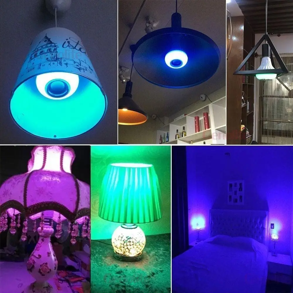 E27 Беспроводной Bluetooth Динамик 12 Вт RGB Шарообразная светодиойдная лампа умный
