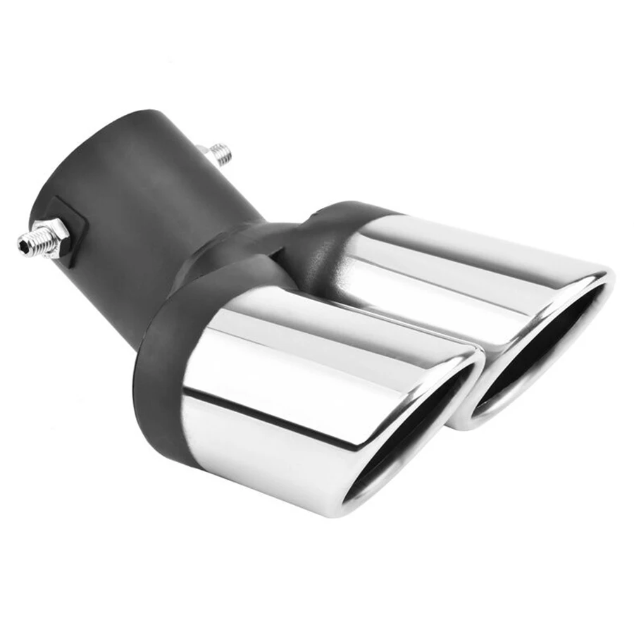 

63mm Car Exhaust Dual Pipe Tip Muffler Stainless Stee Silver Glossy Car Modification styling