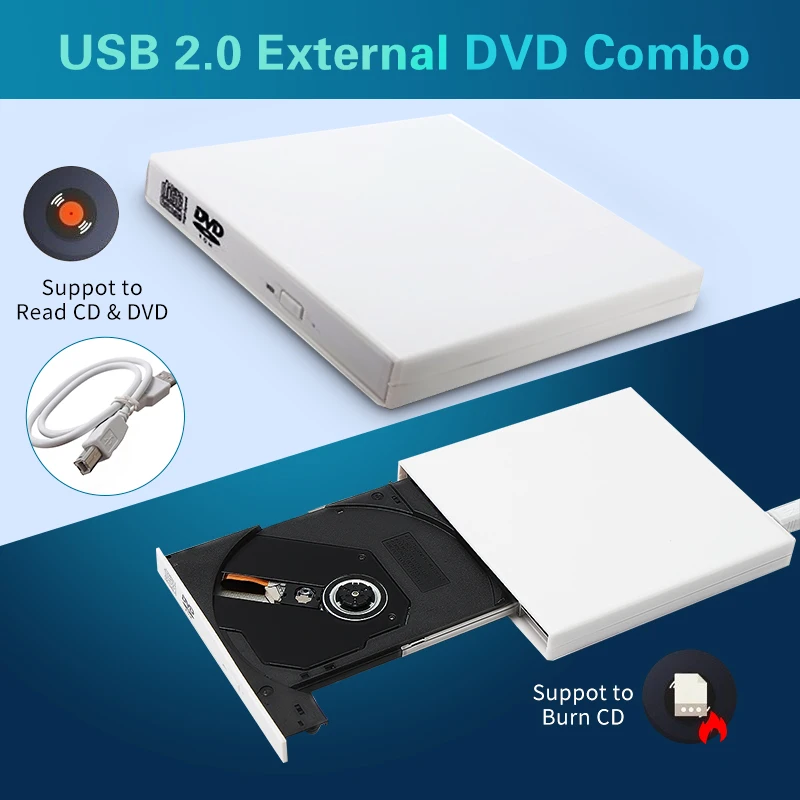 USB 2 0 портативный ультра тонкий внешний слот in компакт диск DVD ROM проигрыватель