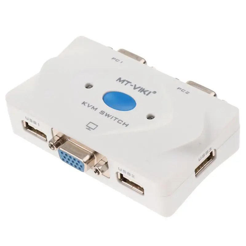 2 In 1 4 Port Usb 2.0 Kvm Switch Switcher With Cable For Dual Monitor Keyboard Mouse 1920x1440 Surpport Vga | Электроника